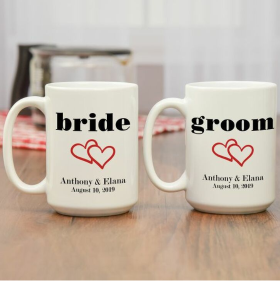 Personalize Bride and Groom Coffee Mugs