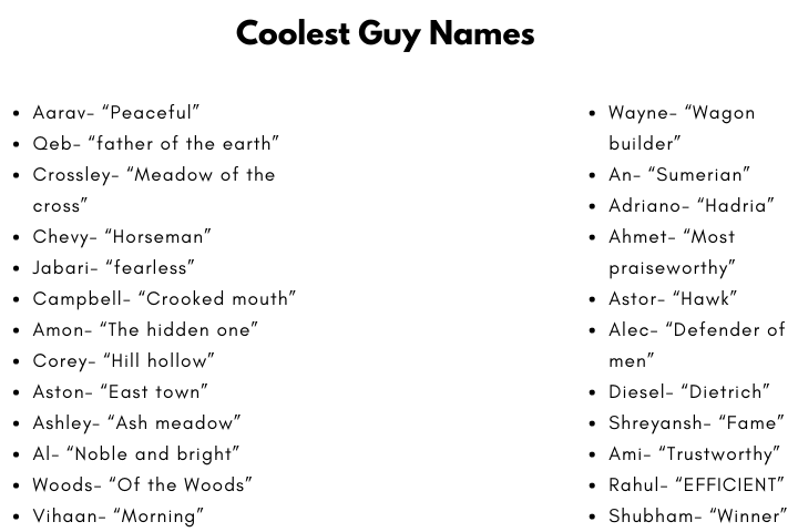Coolest Guy Names