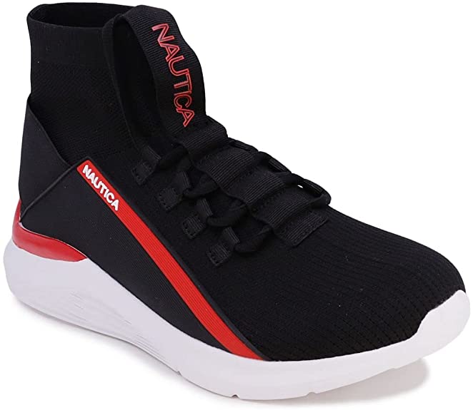 Nautica Mens High-Top Sock Sneaker with Extra Ankle Support (Slip-On/Lace-up)