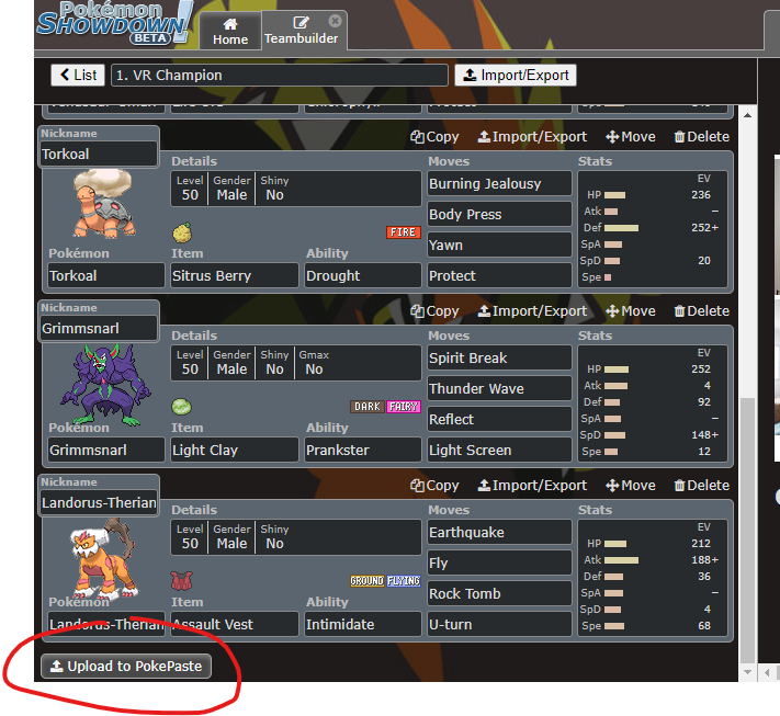 Pokémon Showdown PokéPaste