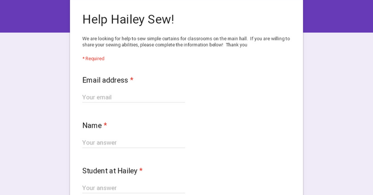 Help Hailey Sew!