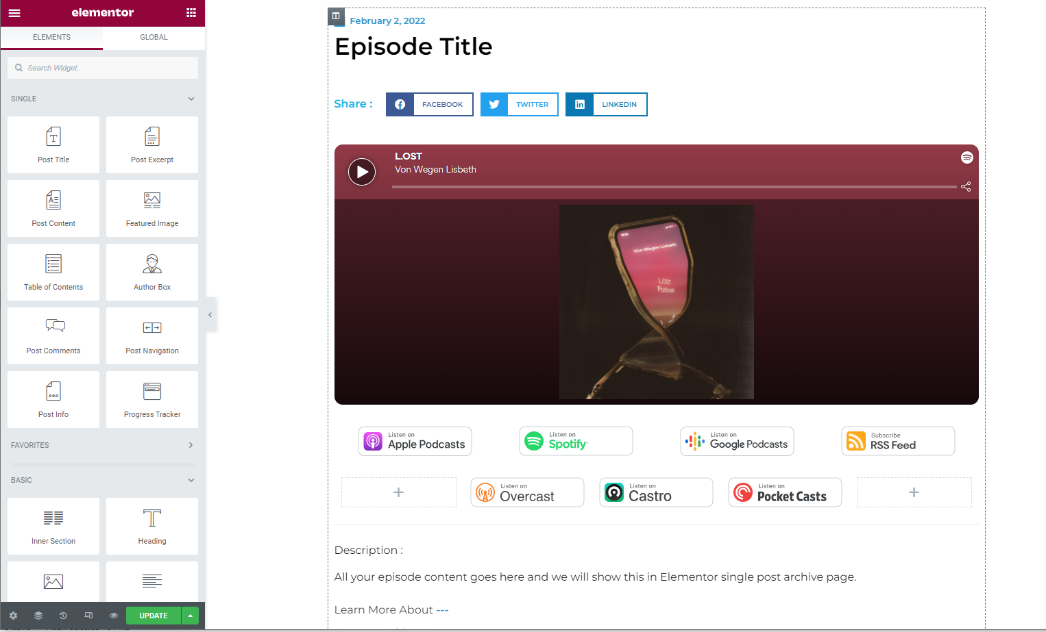 podcast with elementor