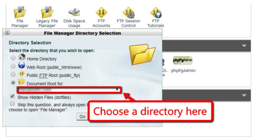 File Manager Directory Selection