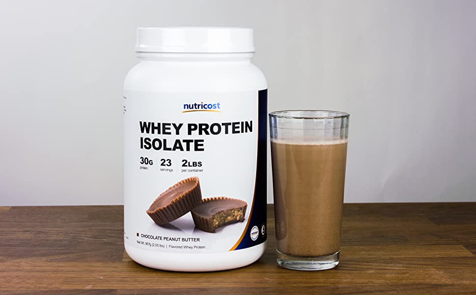 Nutricost Whey Protein Isolate Chocolate Peanut Butter 30 Grams Whey Protein 2 Lbs 5 Lbs