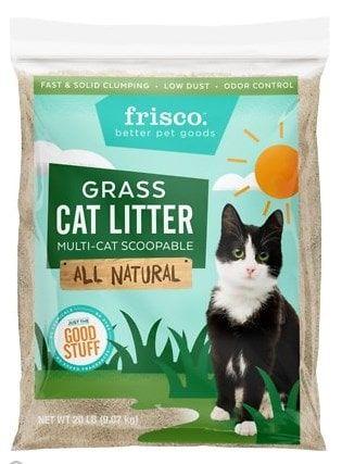 Frisco cat litter made of grass.
