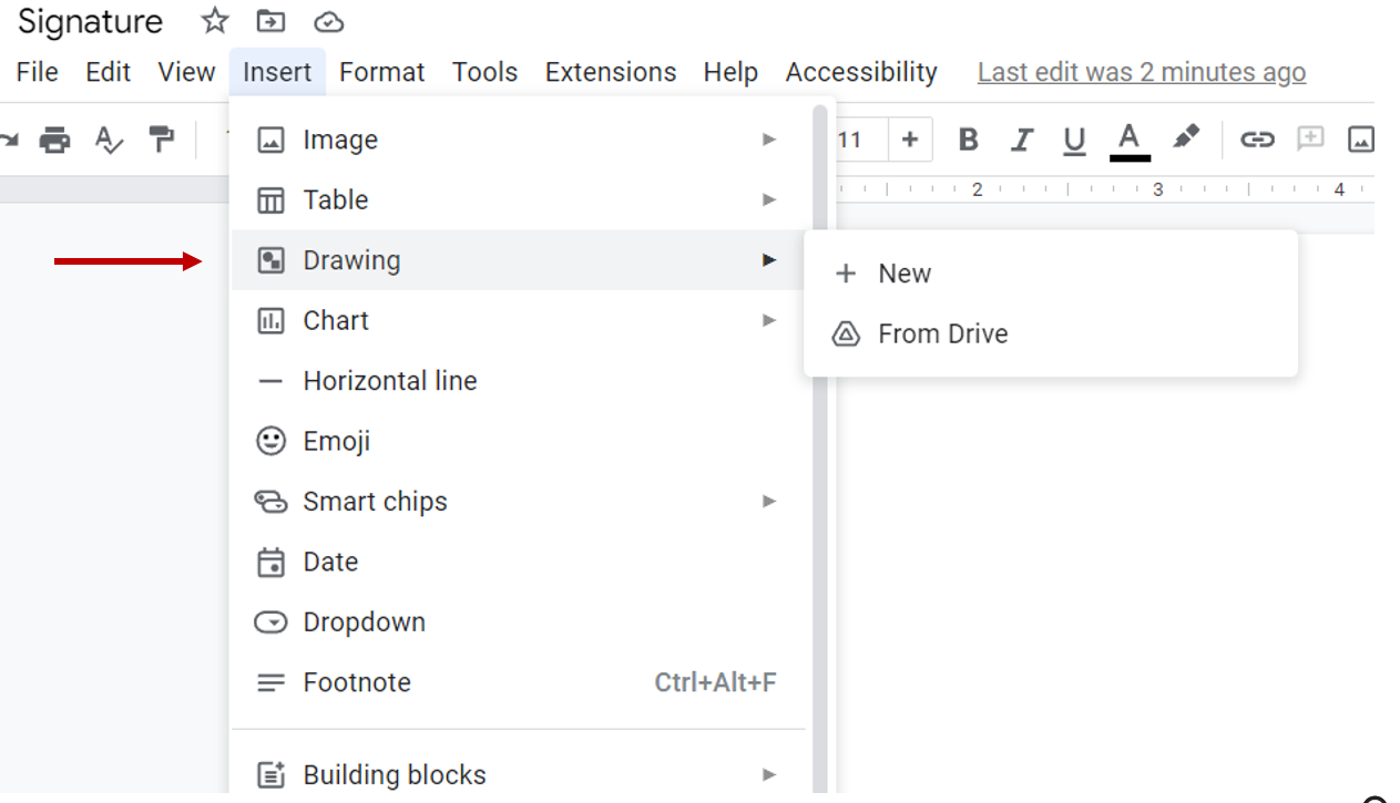 Image showing the draw function on Google Docs