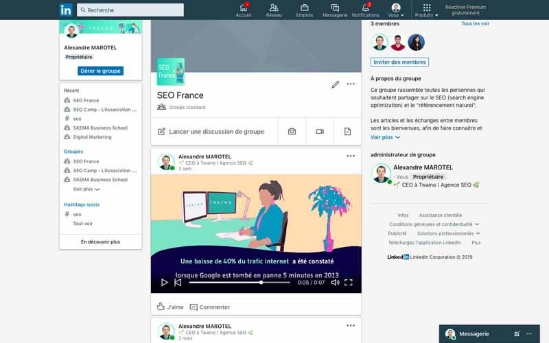 Page Linkedin SEO France