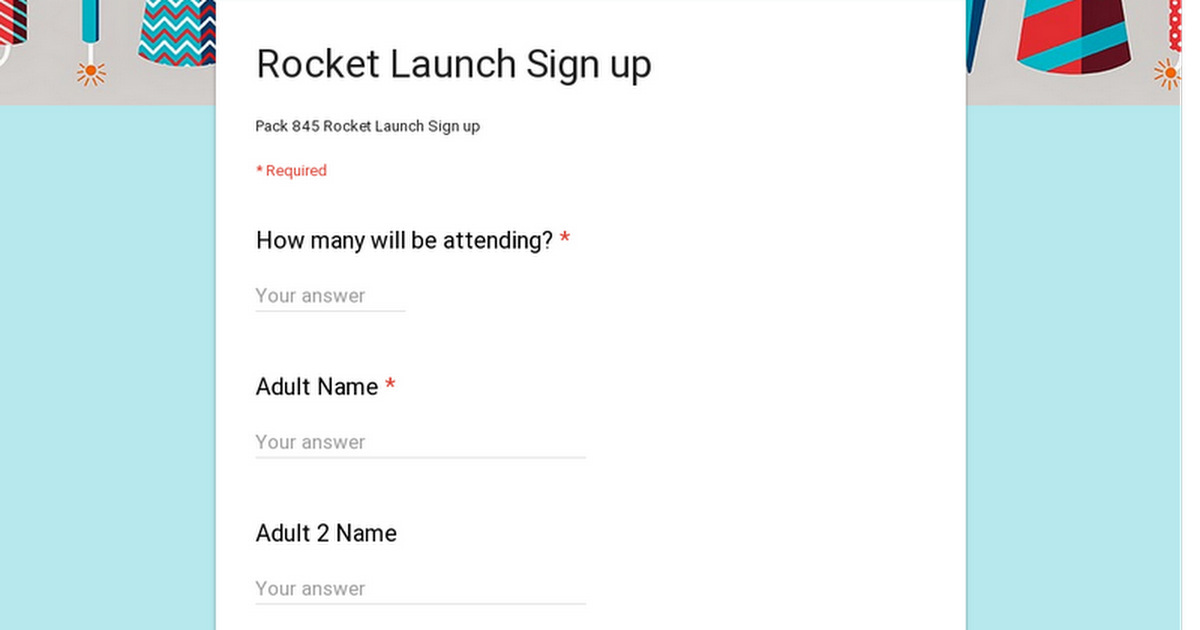 Rocket Launch Sign up