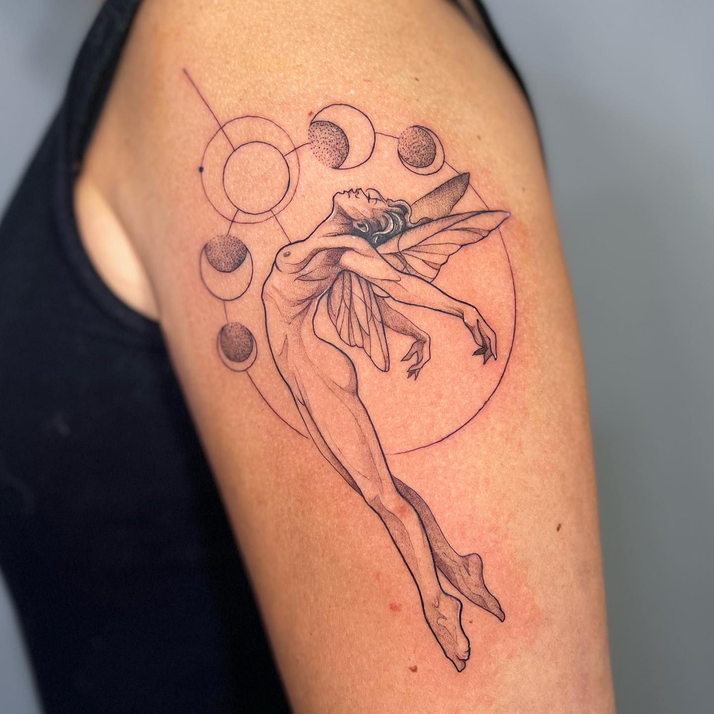 Delicate Moon Phases  Classy Shoulder Tattoos Female