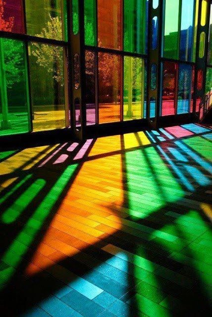 The magic effect of sunlight pouring through colored glass is so captivating. Source: Pinterest