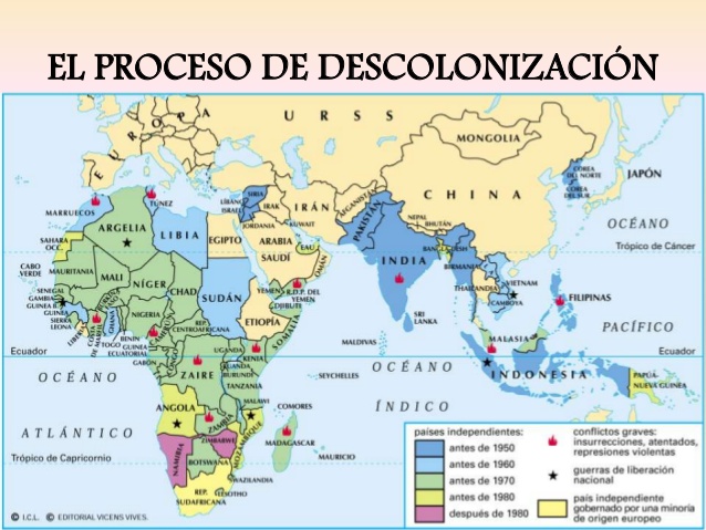 Resultado de imagen de descolonizacion de asia