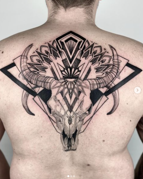 Bull tattoos on back