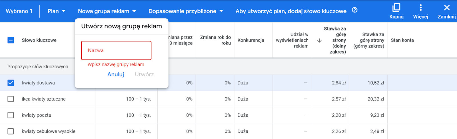 Google keyword planner, Jak korzystać z zebranej semantyki