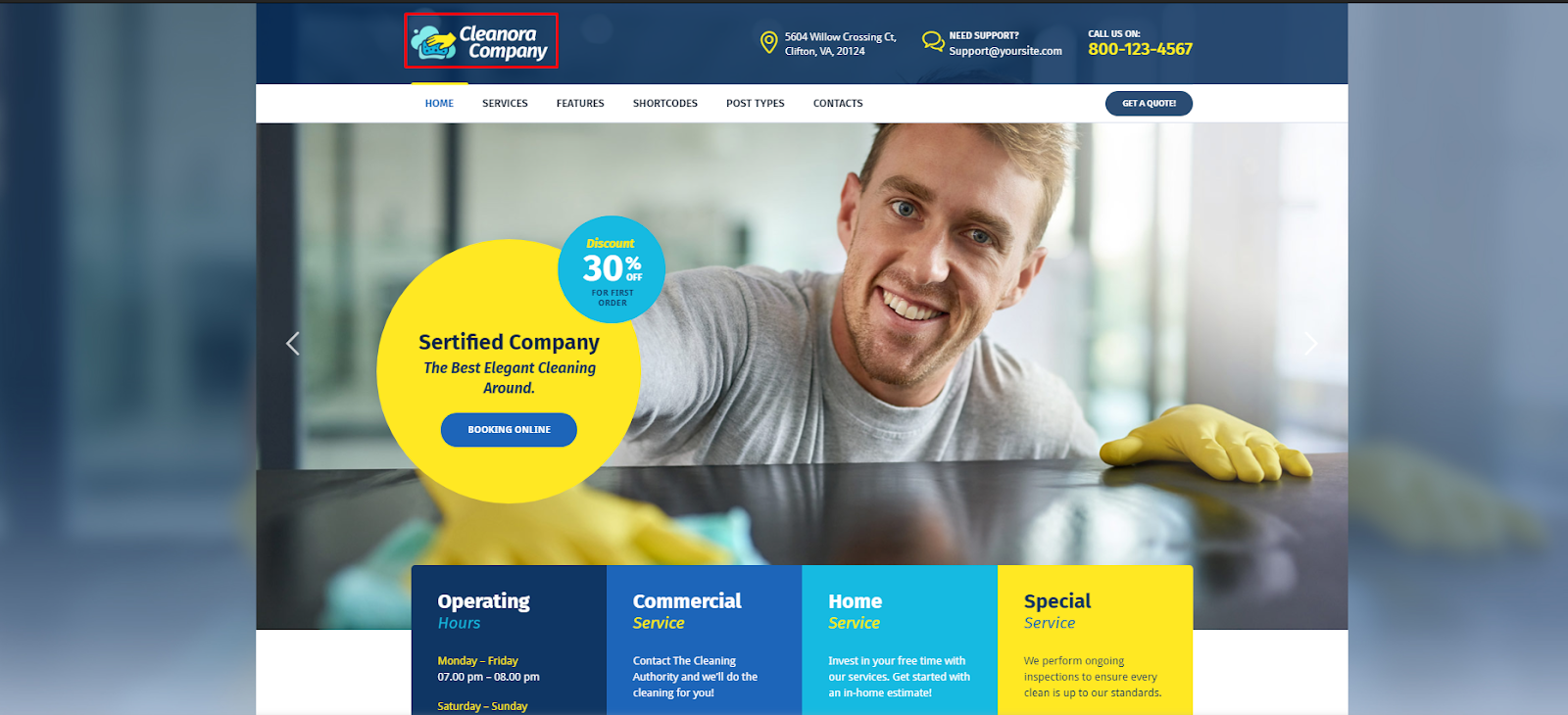 Cleanora - Cleaning Service WordPress theme