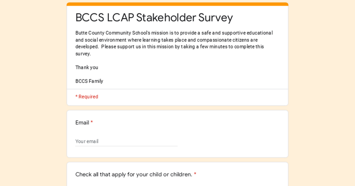 BCCS LCAP Stakeholder Survey