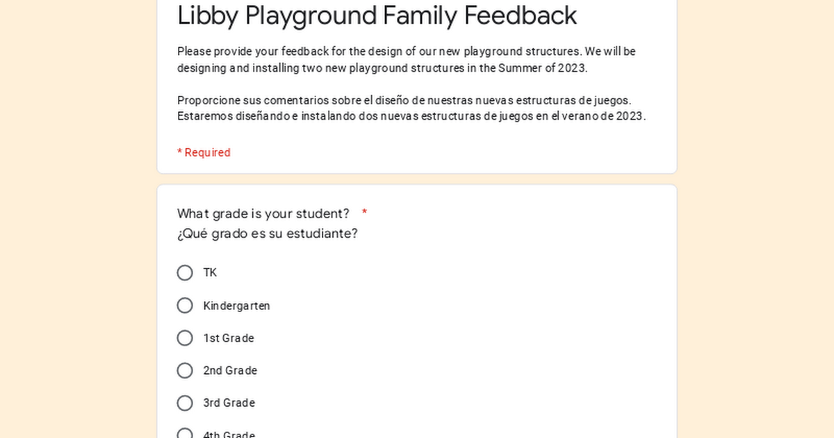 Libby Playground Family Feedback