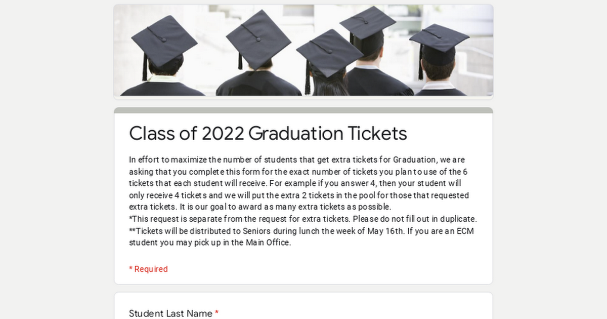 Class of 2022 Graduation Tickets