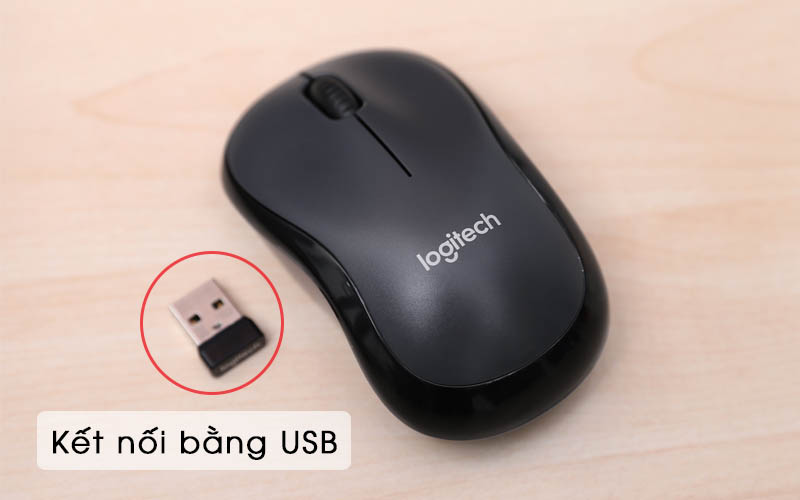 Chuột không dây Logitech Silent M220 Đen Kết nối bằng usb