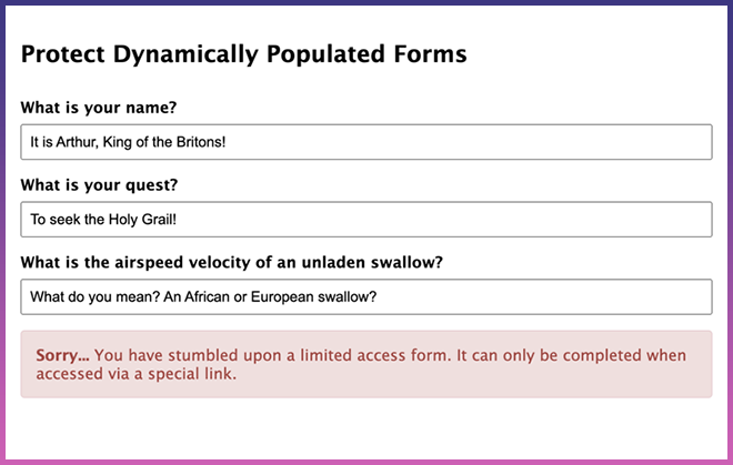 protect dynamically populated forms