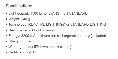 Wiederaufladbare Stirnlampe PETZL NAO RL  1500 LM -  –  Extreme Meters LLC.