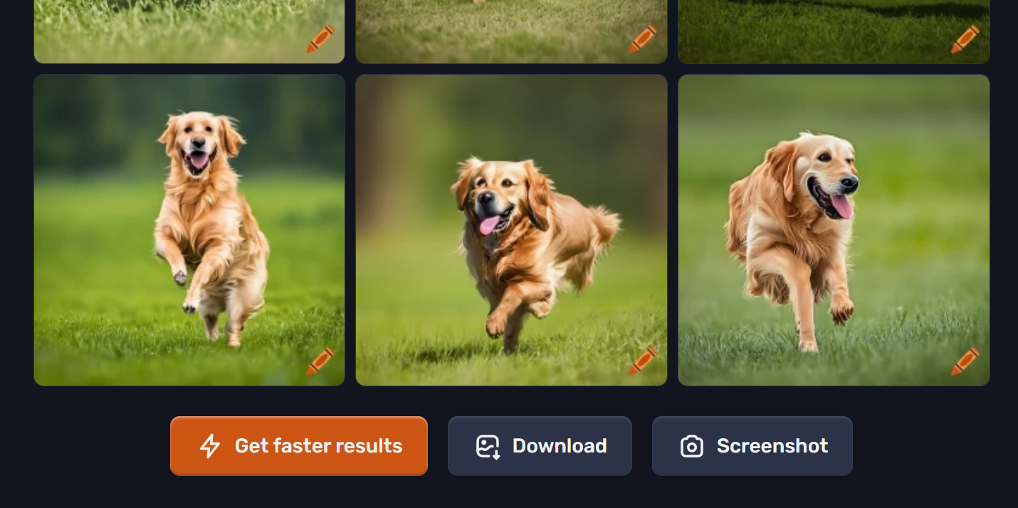 The different options to choose from once you have generated images using Craiyon AI.