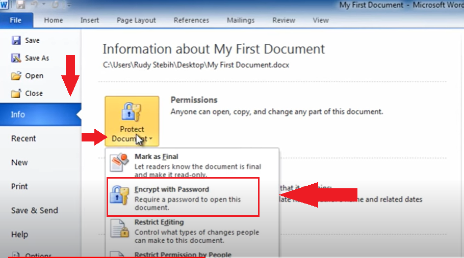 Screenshot of document settings and preferences in MS Word 2010