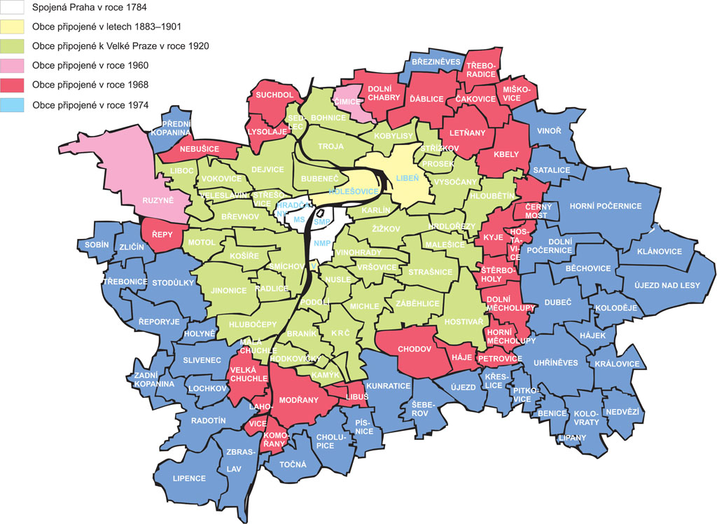 57 городских частей Праги