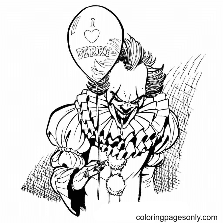 Pennywise & Balloon Coloring Pages