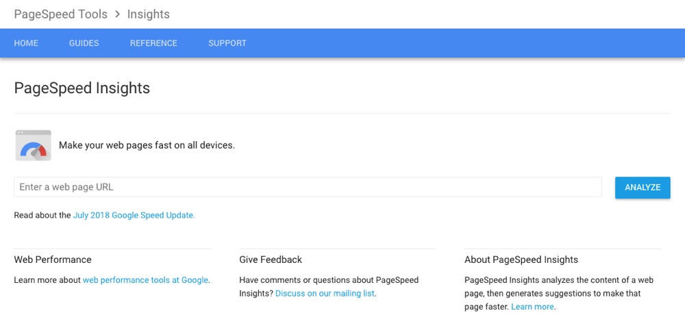 Informações do Google PageSpeed