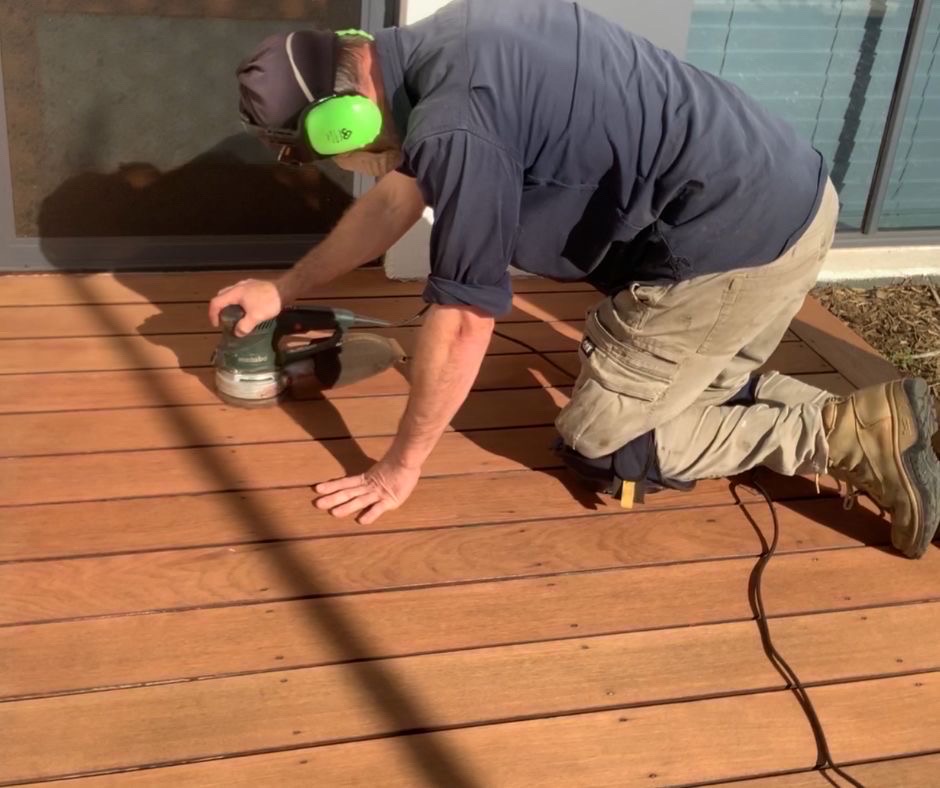 Smooth your deck with an orbital sander