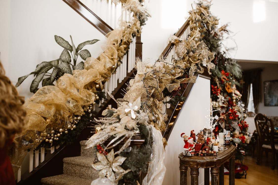 Stairway decor for Christmas