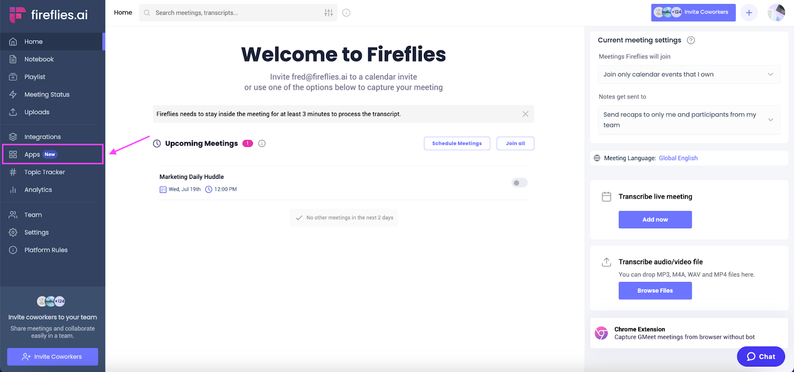 Edit Fireflies Super Summaries - Go to Apps