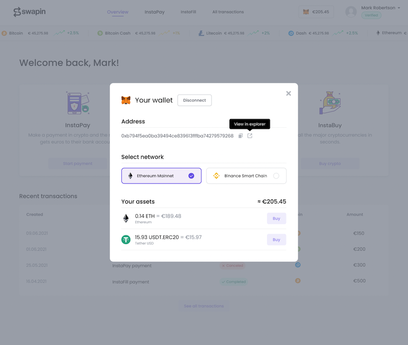 MetaMask wallet is connected.