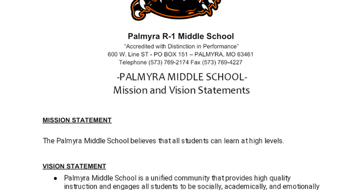 Palmyra Mission/Vision