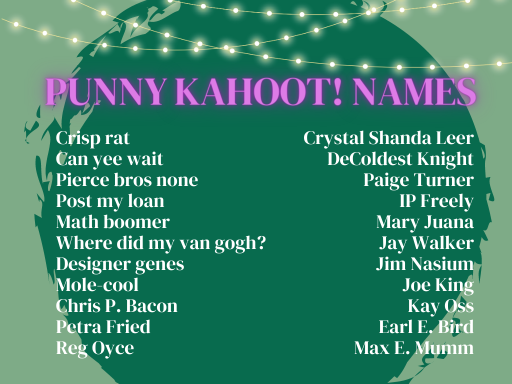 list of pun names for kahoot