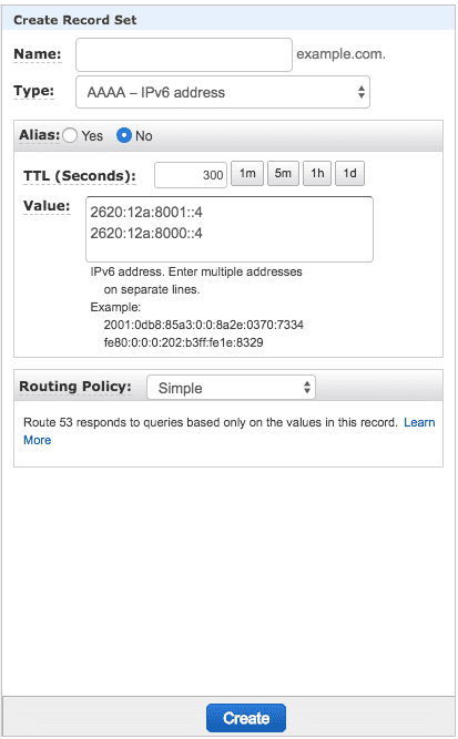 Route 53 AAAA records