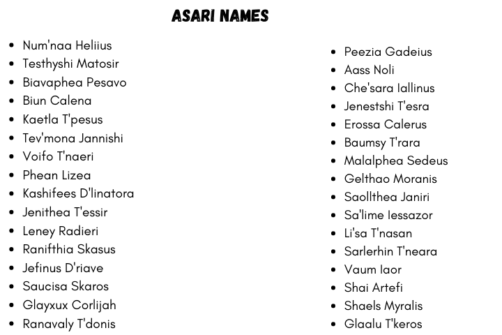 Asari Names