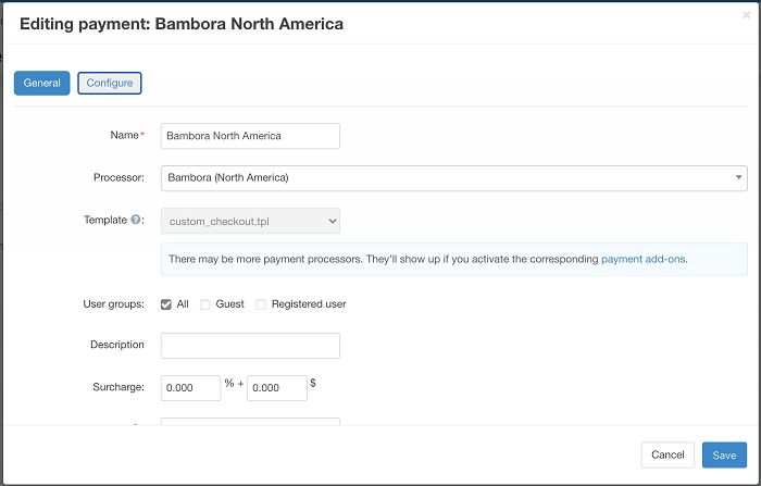 Bambora North America payment for CS-Cart