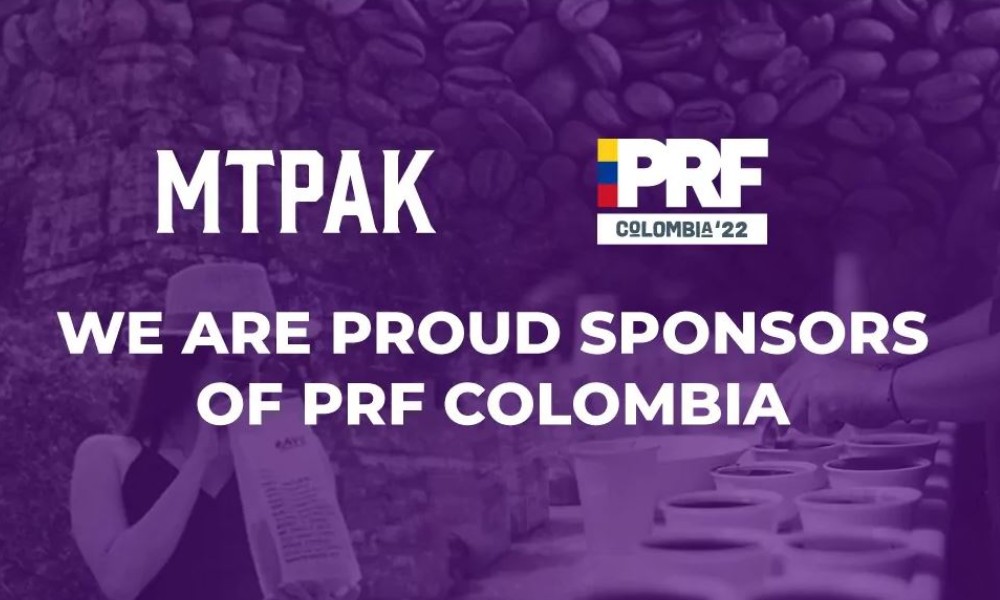 Purple and white image with text MTPak PRF Colombia 2022 Proud Sponsors