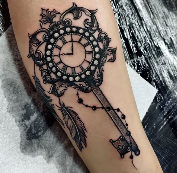 Key Clock Tattoo