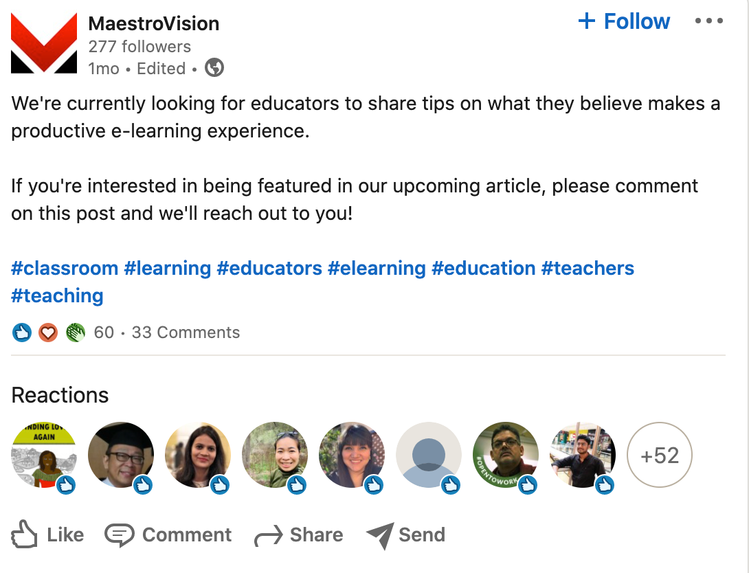 MaestroVision Linkedin post 