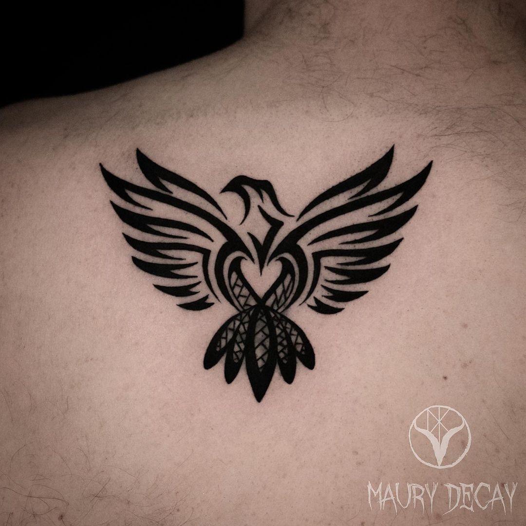 Delicate Eagle Tattoo On Back