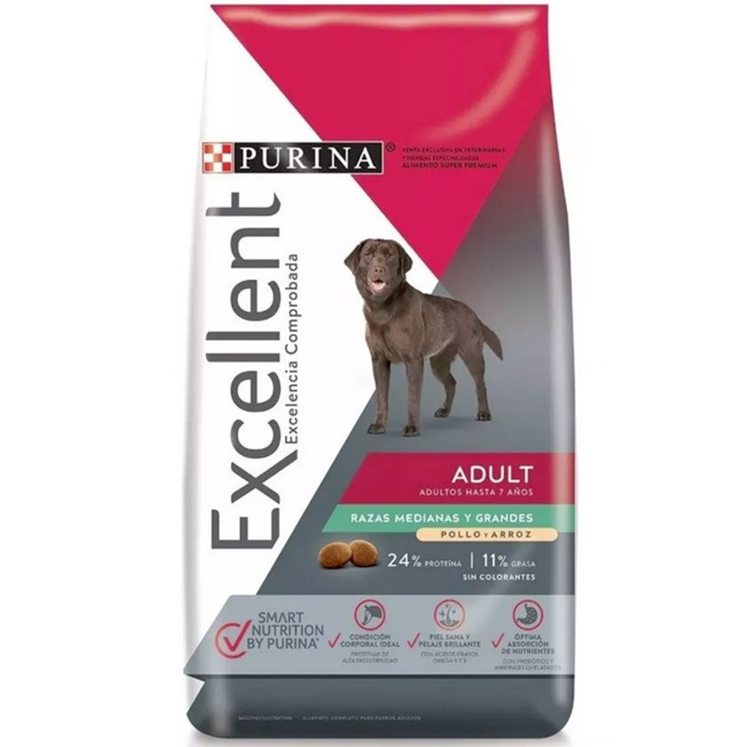 Purina Excellent Adult Chicken & Rice Medium & Large Breed 15kg |  NovaPet.cl Alimentos y accesorios para perros y gatos