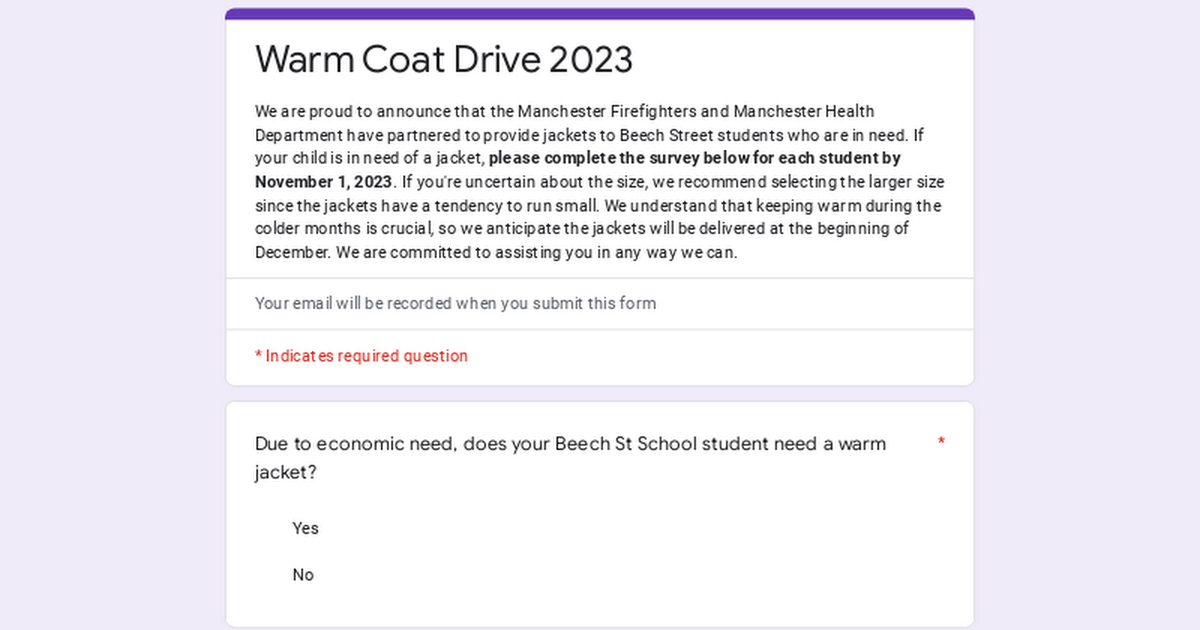 Warm Coat Drive 2023