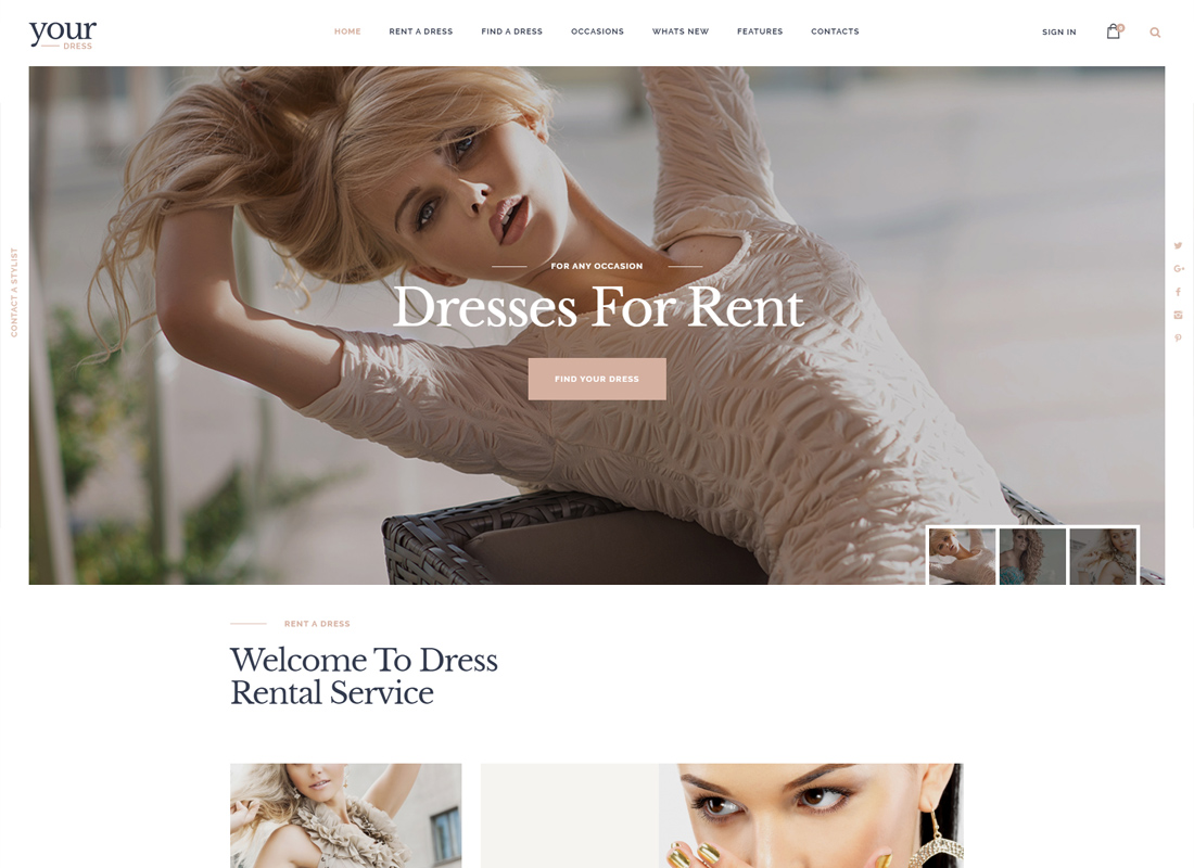 Tu vestido |  Dress Rent Servicios de alquiler Tema de WordPress