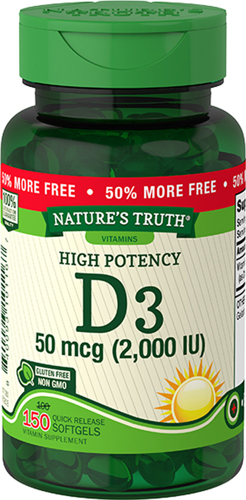 Nature's Truth High Potency Vitamin D3 2000 IU Quick Release Softgels - 150 ct