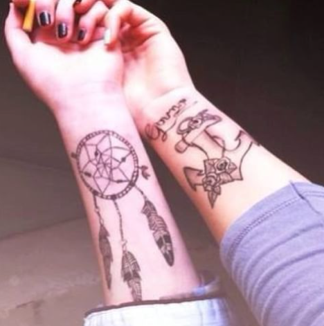 Dream Catcher Anchor Tattoo For Women