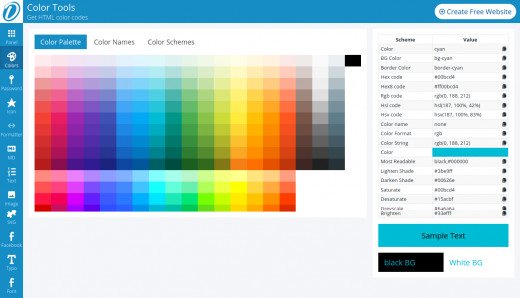 Color tool for #code of color and other required information