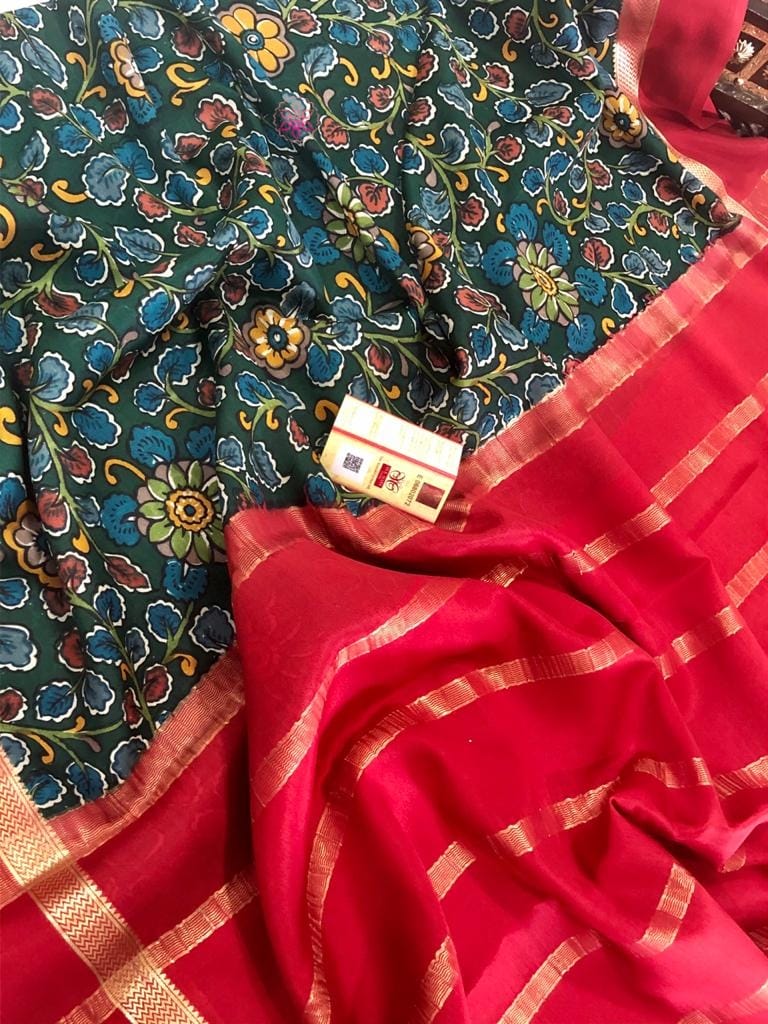 Mysore silk printed crep silk saree