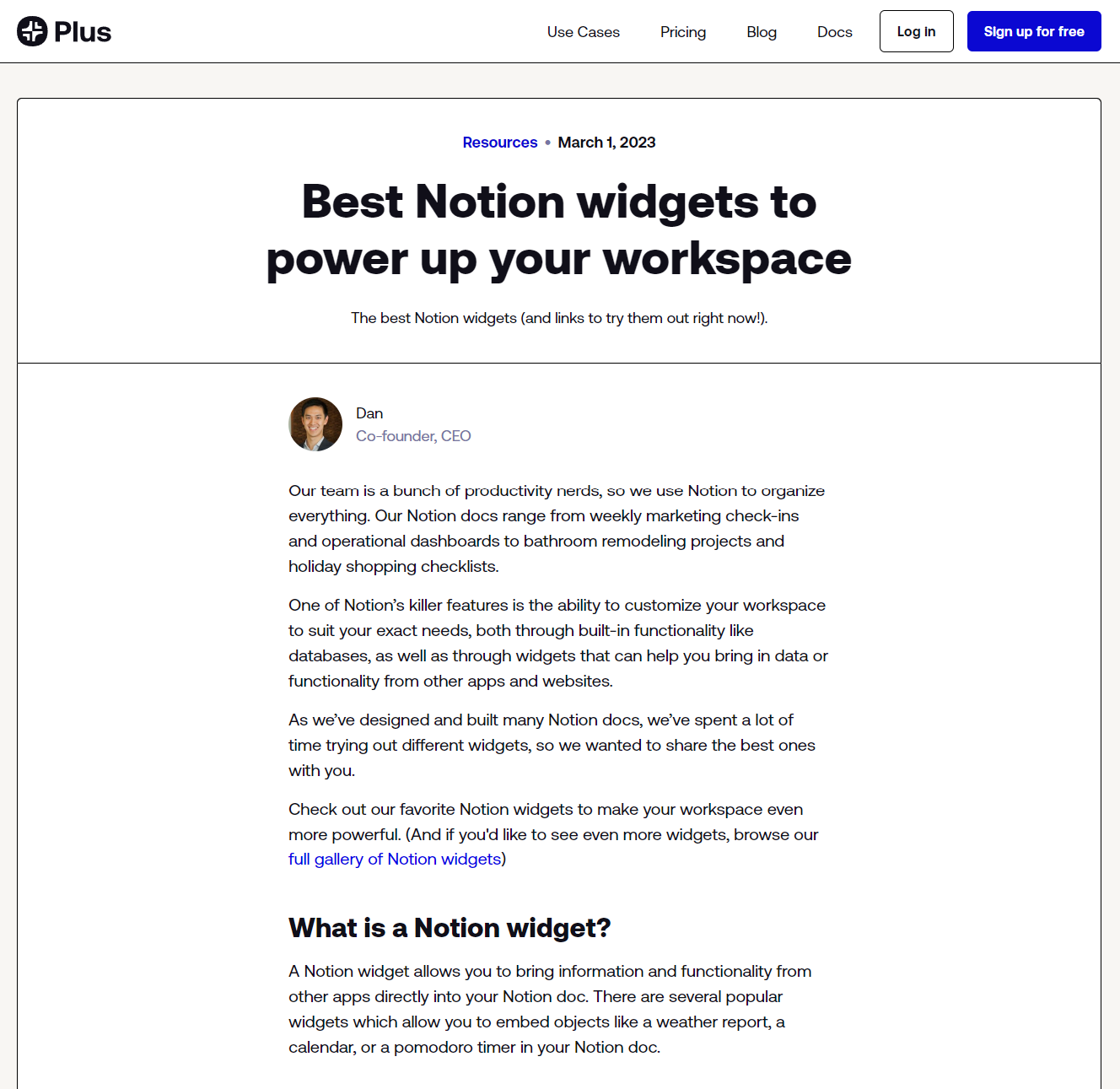 Notion widgets guide